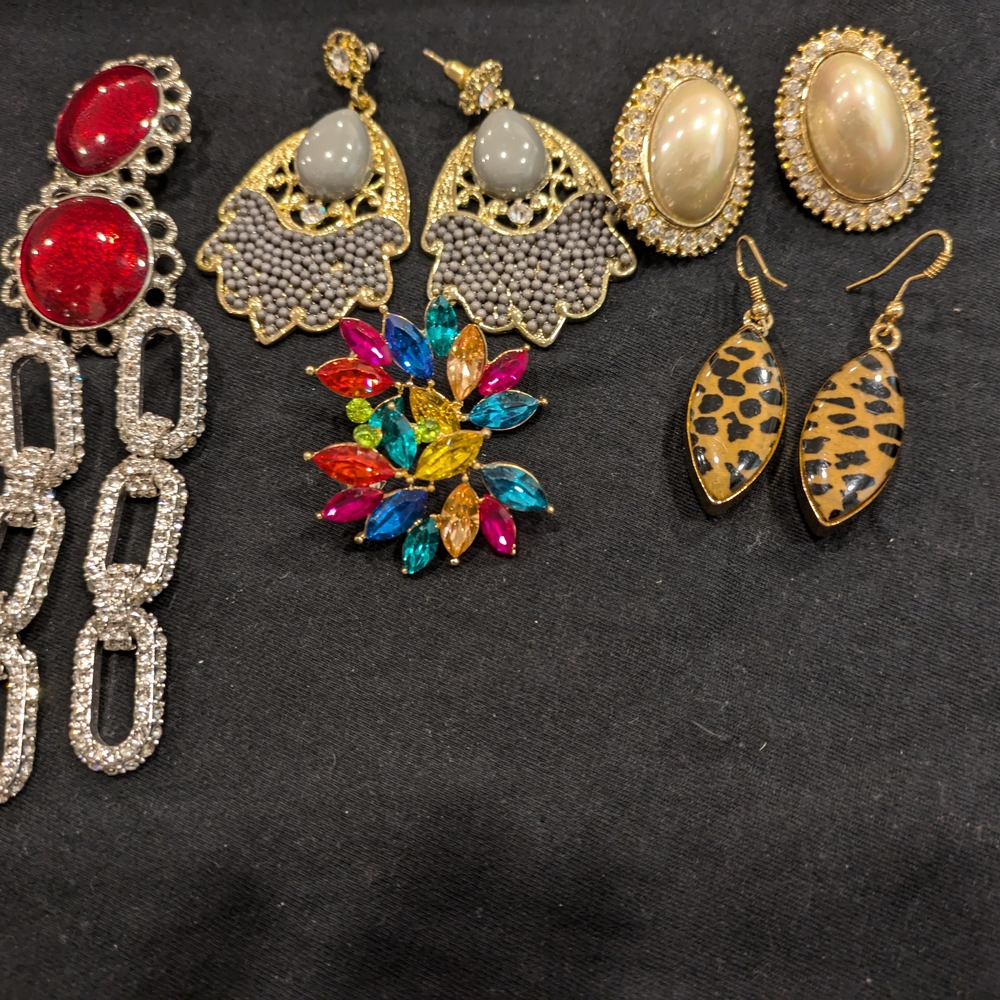 Ornate Red and Blue Earrings